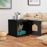 ZENY Cat Litter Box Furniture Hidden, Enclosed Cat Litter Box with Vent Holes, Indoor Cat Box Cabinet, Wooden Cat Washroom, End Table, Nightstand (Black) ZENY