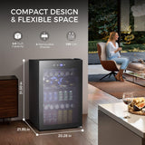 Kismile 4.5 Cu.ft Beverage Refrigerator and Cooler, 145 Can Mini Fridge Glass Door,Digital Temperature Display for Soda, Beer or Wine, Small Drink Dispenser Cooler for Home, Office or Bar(Black) Kismile