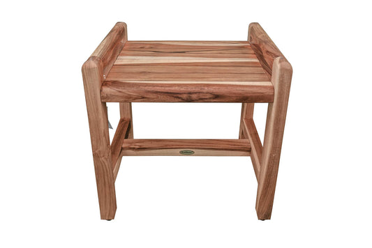 EcoDecors, Eleganto, 20", Teak Shower Bench, Teak Shower Stool, Safety Arms, Shower Seat, Teak Shower Seat, Shower Transfer Bench, Teak Shower for Inside Shower