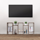 ZENY Geometric Bookcase, 5-Tier Bookshelf, S-Shaped Display Shelf and Room Divider, Freestanding Decorative Storage Shelving for Home Office, Rustic Brown ZENY