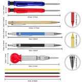 8 Pieces Carpenter Scriber Marking Kit Includes 4 Mechanical Carpenter Pencils, 2 Packs Marker Refills, Metal Carbide Scriber and Automatic Center Punch Woodworker Tool for Glass, Ceramics, Steel Pajean
