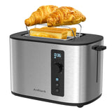 Anfilank Extra Wide Slot 2-Slice Toaster with Digital Countdown Timer, Stainless Steel, 6 Browning Settings, Built-in Warming Rack, Cancel/Bagel/Defrost Functions Anfilank