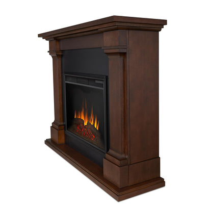 Real Flame Callaway 63" Grand Electric Fireplace with Mantel in Chestnut Oak, Free-Standing Oversized Indoor Electric Fireplace with Mantel, Adjustable Thermostat, Automatic Safety Shut-Off.