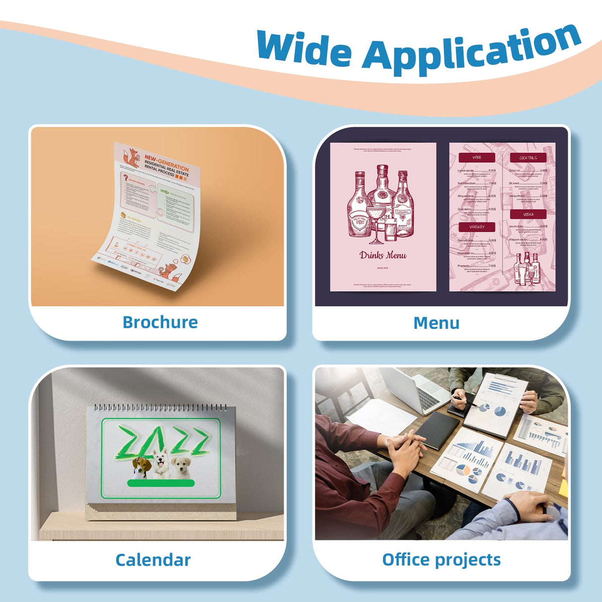 Uinkit 37lb Thin Flyer Paper Glossy 8.5x11 Inkjet 100 Sheets Single Side DIY Chip Bag 135gsm Photos Picture for Inkjet Printer with Dye Ink Letter size A4 Brochure Uinkit