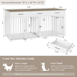 HOSTACK Double Dog Crates Furniture, 71" Wide Indoor Dog Kennel with 3 Drawers, Farmhouse Dog Cage for 2 Large/Medium Dogs, Heavy Duty Dog Crate with Removable Room Divider, Wooden Pet House, White HOSTACK