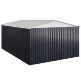 VIWAT 10x14 Outdoor Storage Shed, Garden Shed with Updated Frame Structure and Lockable Doors, Metal Tool Sheds for Backyard Garden Patio Lawn, White VIWAT