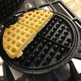 Lehman's Cast Iron Waffle Maker, Two Piece Hinged Non-Electric Waffle Iron for Stovetop or Grill Makes 7" Round Waffles, Non-Drip Double Rim, 8 pounds Lehman's
