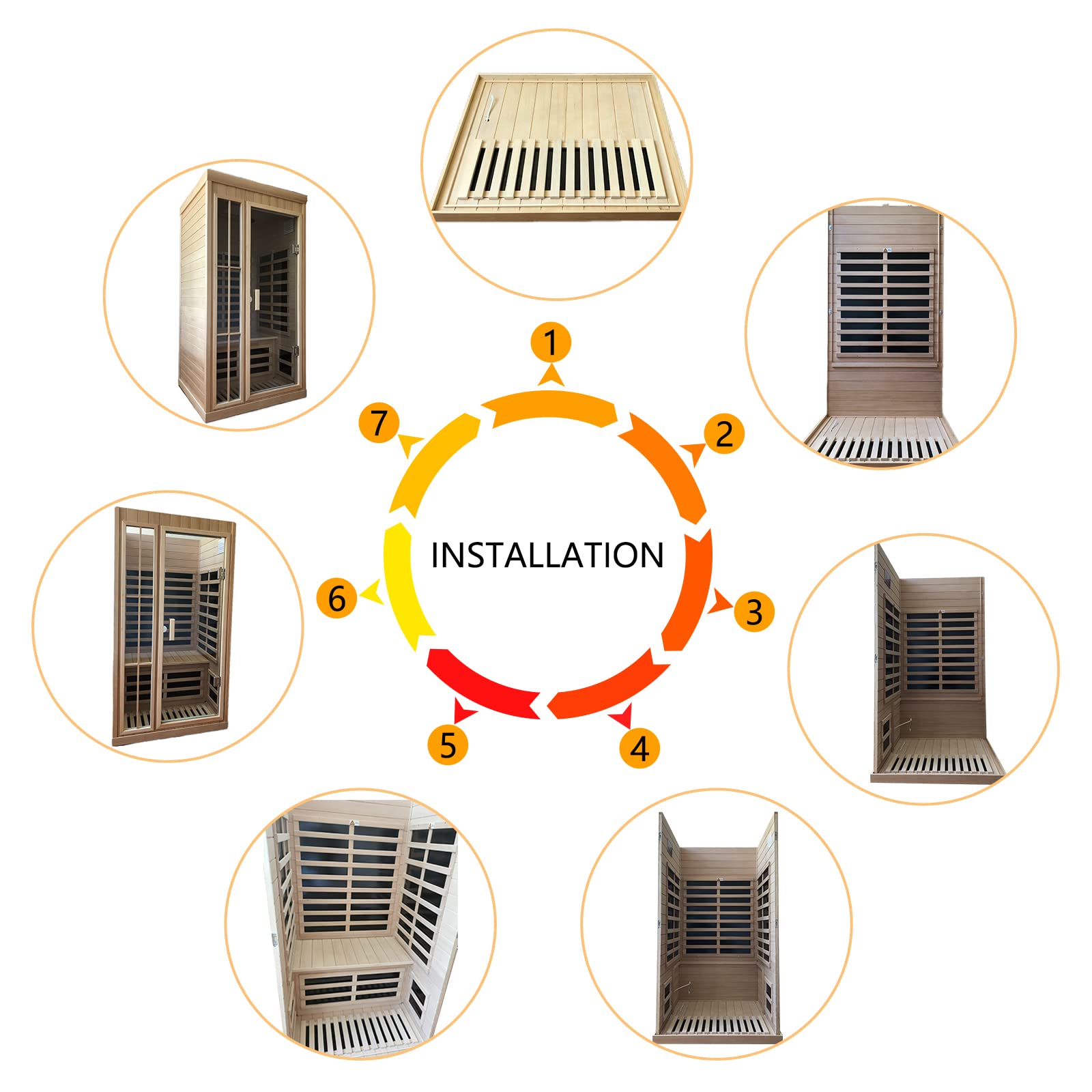 Kanlanth 1 to 2 Person Infrared Sauna, Hemlock Wood Low EMF FAR Infrared Sauna for Home, 1,350watt, Indoor Saunas with Bluetooth, LCD, LED - WoodArtSupply