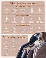 RELX 2026 Massage Chair Full Body, 20 Modes Zero Gravity SL-Track Shiatsu Massage Chair Built-in Heat System, Airbag Massage with Body Scan, Deep Yoga Stretch, Calfrest Extension and AI Control(Brown) RELX