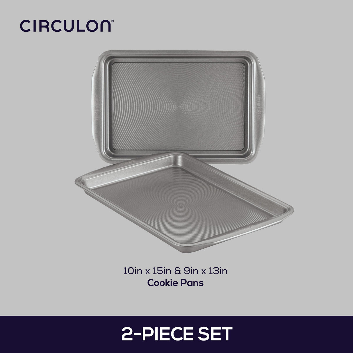 Circulon Nonstick Bakeware Set, Nonstick Cookie Sheet / Baking Sheet - 2 Piece, Gray Circulon