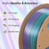 ERYONE HS Silk Quadruple Color PLA Filament 3D Printer 1.75mm +/- 0.03mm, Hyper Speed Coextrusion Filament PLA Shiny 1kg, Aurora Dream (Teal Green & Violet & Electric Pink & Indigo) ERYONE