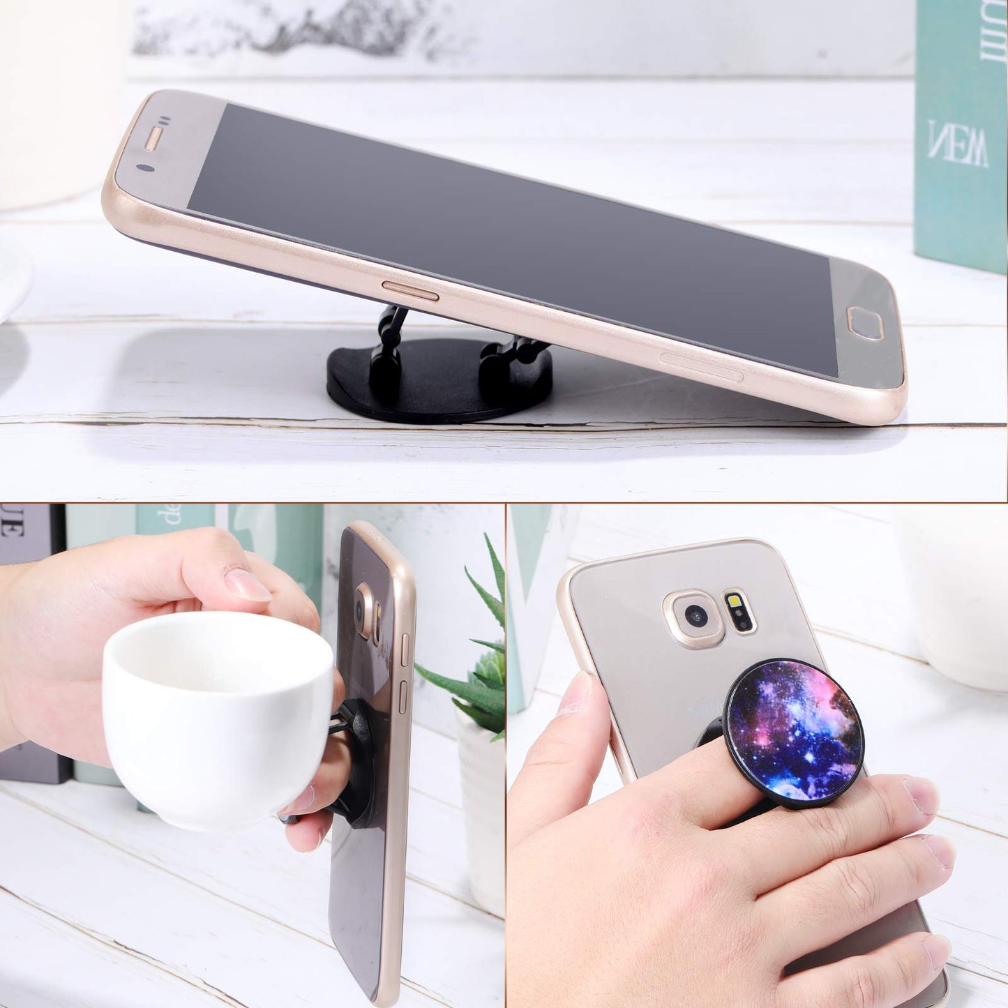 Weewooday 10 Pieces Phone Grip Holder Nebula Collapsible Phone Holder Self-Adhesive Sublimation Phone Holders for Smartphone and Tablets