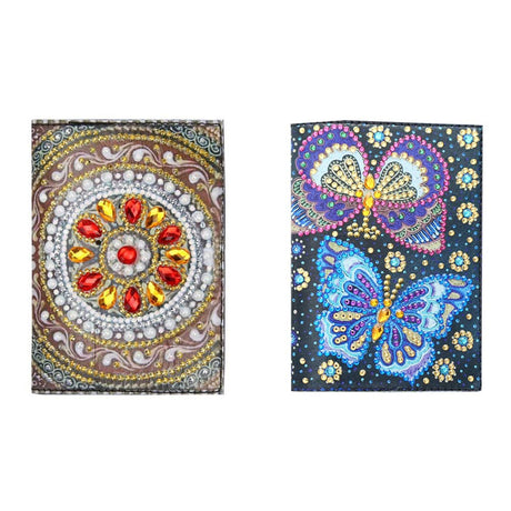2 Pieces Diamond Painting Leather Passport Holder, DIY Special Shaped Crystal Painting Travel Passport Protective Cover for Boarding Pass, ID Card, Driver's License-20X14CM (AA083-AA221) Vocttaiy