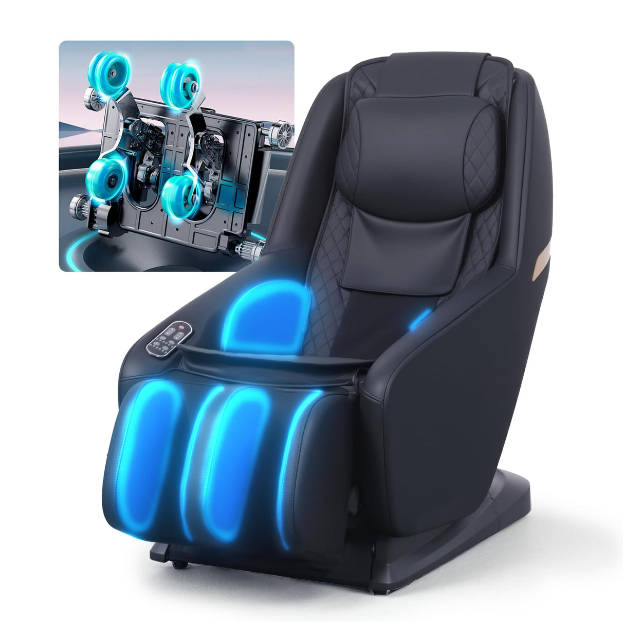 Massage Chair Full Body, Zero Gravity 3D SL-Track Shiatsu Massage Recliner Chair with Auto Modes, Airbag Massage, Wheels for Easy Movement, Compact Design for Quality Comfort, Black Msutree