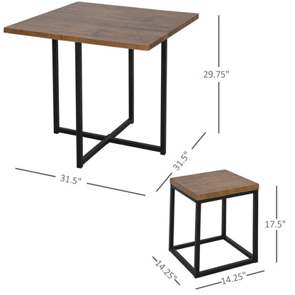 HOMCOM 5-Piece Square Dining Set for 4 in Walnut Wood Finish - Perfect for Small Spaces