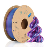 Sovol Dual Color PLA Filament 1.75mm, Silk PLA 3D Printing Material, Dual Color Filament Rose Blue 2 in 1 Coextrusion PLA Filament +/-0.02mm, 1kg/2.2lbs Sovol