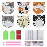 JUNIPLTER 6 PCS Cat Diamond Painting Coasters Kits with Double Tools, DIY Diamond Art Kits for Adults Kids Beginners, Cat Diamond Art Coasters Non-Slip & Heat Insulation, Perfect Holiday Gift JUNIPLTER