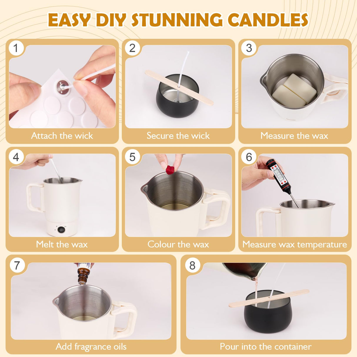 Candle Making Kit for Adults, DIY Soy Candles Making Supplies for Beginners, Complete Candle Kit for Starter, Perfect as Home Decoration Party Gift KIYTARBOO