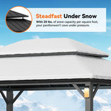 Modern Shade The Horizon Permanent Hardtop Gazebo 12' x 16' w/ 4 LED Lights, Outdoor Gazebo w/Galvanized Steel Double Roof, Patio Pavilion w/Decor Hooks, Mosquito Nettings, Black Modern Shade Outdoor Living Spaces