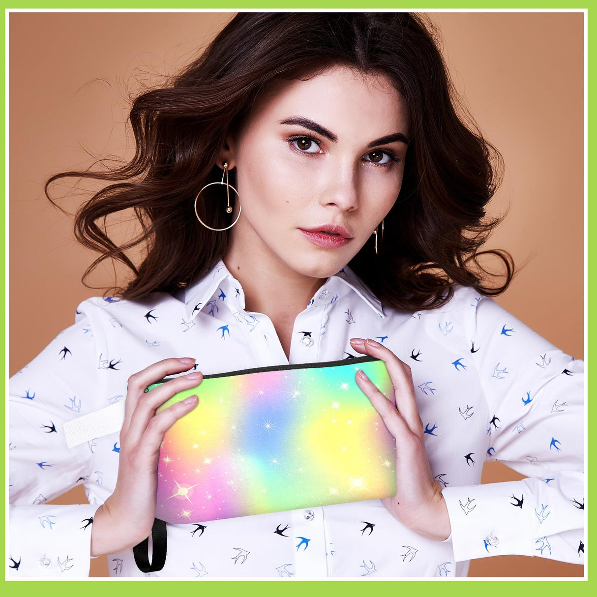 Gejoy 100 Pack Sublimation Blank Canvas Cosmetic Bags Bulk DIY Heat Transfer Makeup Bags With Wristband Lanyard Zipper Cosmetic Bags Pencil Bag for Multipurpose Printing Bag Decor, 8.66 x 5.12 inch Gejoy