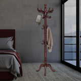 Wooden Coat Rack Stand Sturdy Triangle Base, Natural Birch Wood Coat Racks Freestanding, Vintage Solid Coat Tree Stand with 14 Hooks, Classic Sturdy Coat Racks Hall Tree for Entryway, Office Snaikor