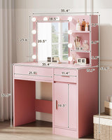 LIVELYGLOW Vanity with Lights, Makeup Vanity with Mirror, 3 Lighting Modes, for Bedroom, Pink LIVELYGLOW