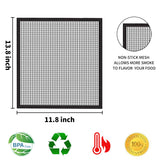 Grill Mesh Mat Set of 3 - Heavy Duty BBQ Non-stick Cooking Sheet Liners Reusable Teflon Barbecue Grilling Net for Outdoor Smoker, Pellet, Gas, Charcoal Grills - 11.8x13.8 VCHOMY