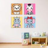 MXJSUA 4 Pack Lion Zebra Animals Paint by Numbers Kit with Framed Canvas for Kids, Hippo Elephant by Number Painting Kits for Ages 6-12 Kids, Acrylic Oil Paint by Number Kits for Beginners 8x8 Inch MXJSUA