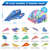 Vodolo Paper Airplane Kits with 16 Classic Designs,32 Sheets Paper Planes Origami Kit for Kids Ages 5-12,Airplane Gifts for Boys and Girls Vodolo