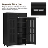 Yaheetech Storage Cabinet Floor Storage Organizer Wooden Cabinet with Drawer 2 Doors for Entryway Living Room Furniture Black Yaheetech