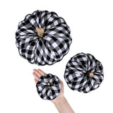 Package of 3 Assorted Burlap Pumpkins Fabric Pumpkins Buffalo Plaid Pumpkins Gingham Fabric Pumpkins Fall Thanksgiving Halloween Seasonal Holiday Farmhouse Tabletop Decoration Winlyn