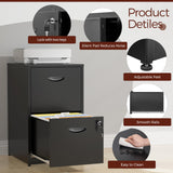 Kubohogar 2 Drawer File Cabinet with Lock,Black Metal Filing Cabinets,Vertical Locking File Cabinet Fit Hanging Files, Letter,File Box and A4 Documents (Black) Kubohogar