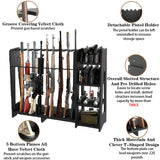 Prometis Gun Storage Racks - Freestanding Floor Wooden Rifle Rack with Pistol Shelves, 9+8 Slots Adjustable Height Storage Solutions and Gun Room Display Stand, Holds up to 9 Long Guns and 8 Handguns Prometis
