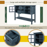 Wood Console Table Sofa Table, 45'' Modern Console Table Sofa Table for Living Room with 2 Drawers, 2 Cabinets and 1 Shelf,Easy to Assemble (Blue) Anwick