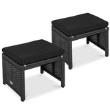 Best Choice Products Set of 2 Wicker Ottomans, Multipurpose Outdoor Furniture for Patio, Backyard, Additional Seating, Footrest, Side Table w/Removable Cushions, Steel Frame - Black/Black Best Choice Products