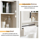 Bathroom Wall Cabinet, Farmhouse Medicine Cabinet with Sliding Barn Door & Adjustable Shelves, Wall Mounted Storage Cabinet for Toilet, Kitchen, Living Room (Antique White) Minifeel