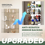 HAMBING Mirrored Glass Display Cabinet with Lock, 4-Shelf Tempered Glass Curio Cabinet with 2 Doors, Collectible Display Showcase for Living Room, Bedroom – Black HAMBING