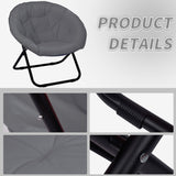 Folding Faux Fur Saucer Chair,Portable Folding Soft Moon Chair for Bedroom, Dorm Rooms, Apartments, Lounging, Garden and Courtyard, Grey Grezone