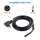Cable Matters 4 Prong Replacement 50 AMP RV Power Cord 10 ft, 6/8 AWG, Generator Extension Cord/Generator Power Cord, Compatible with Tesla Charger/EV Charger / J1772 Charger (NEMA 14-50P to 4 Wire) Cable Matters
