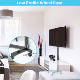 Mobile TV Carts on Wheels for 21-60 Inch Flat/Curved Panel Screens TVs - Height Adjustable Floor Trolley Stand with Shelf Holds up to 77lbs - Max VESA 400x400mm XINLEI