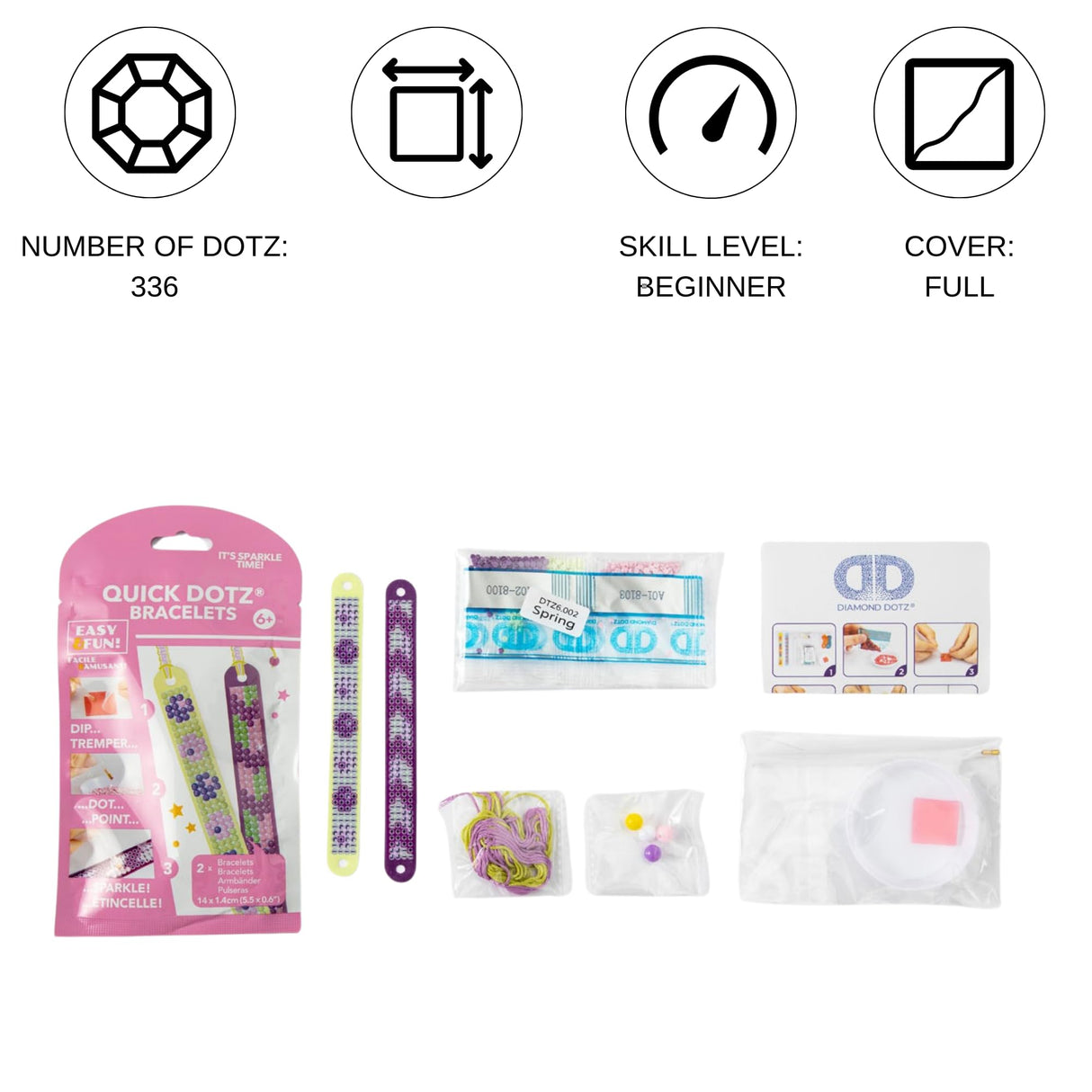 DIAMOND DOTZ Dotzies Spring Bracelet Diamond Painting Kits for Kids - Diamond Art Kits a Relaxing Creative Craft Kit with Dotz Gems DIAMOND DOTZ