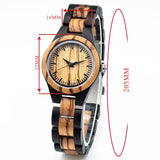 MISHIKG Women's Wooden Watch Lightweight Analog Handmade Quartz Wood Watches Brown Dial Adjusted Band with Extra Links MISHIKG