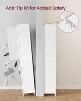 VASAGLE Floor Storage Cabinet, Freestanding Storage Unit with 4 Doors, Adjustable Shelves, 11.8 x 23.6 x 66.9 Inches, for Entryway, Bathroom, Cloud White UBBC550W01 VASAGLE