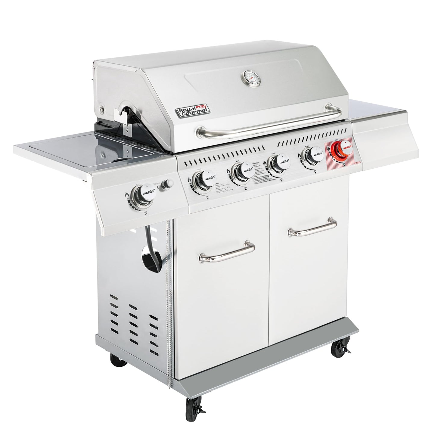 Royal Gourmet 5-Burner Propane Gas Grill with Side Burner, Stainless Steel Barbeque Grills, Silver, GA5404S