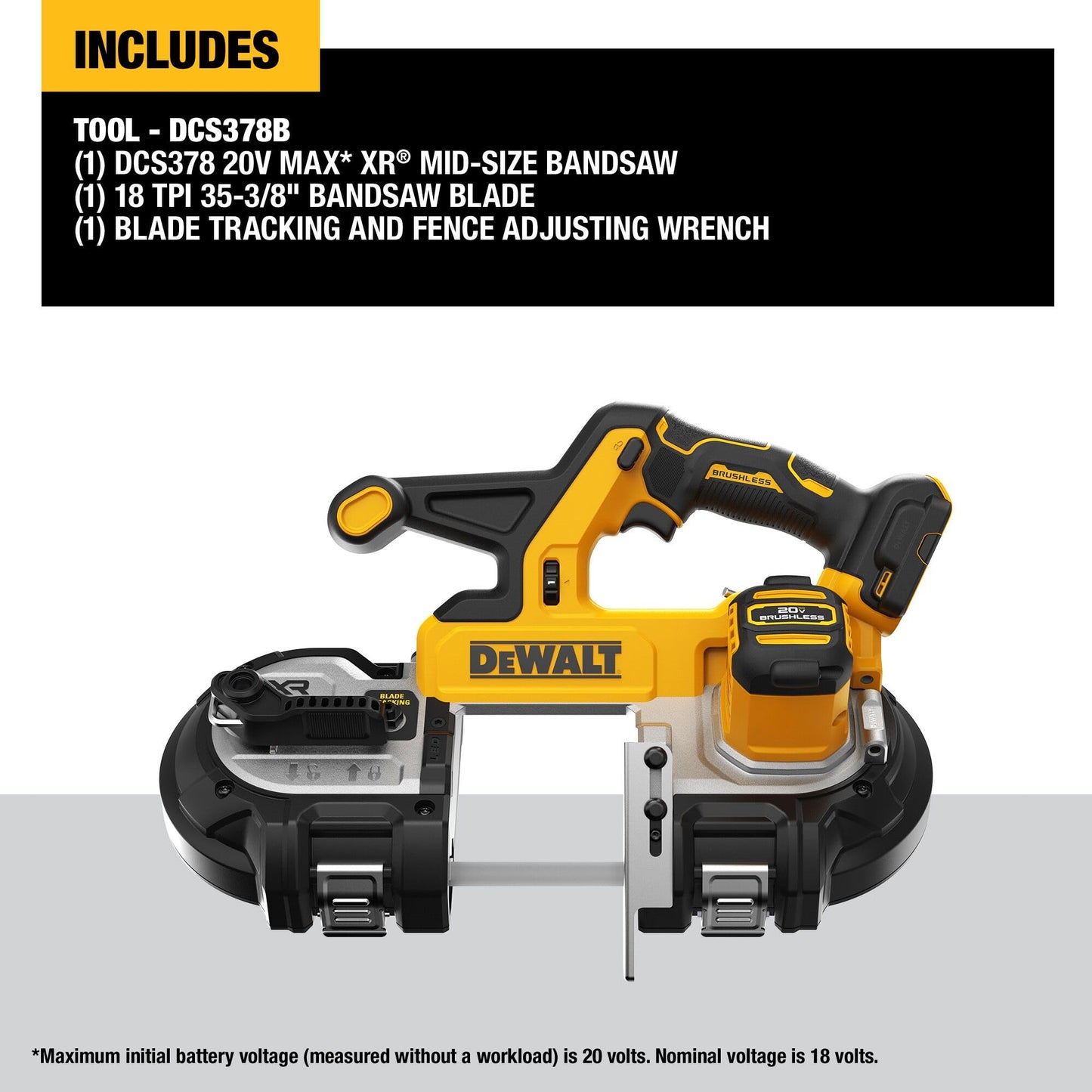 DEWALT 20V MAX XR Bandsaw, Brushless Motor, Portable and Cordless, 3-3/8 Inch Cut Capacity, Bare Tool Only (DCS378B) - WoodArtSupply