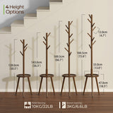 GREENSTELL Coat Rack with 8 Hooks, Wooden Coat Rack Freestanding with Shelf, Coat Tree with 4 Height Options 50.5"-72.6", Coat Hanger Stand for Bags, Clothes, Umbrellas, Hats, in Home, Brown GREENSTELL