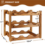 Wine Rack 9 Bottle 3-Tier Wood Wine Storage Easy-Assembly Space-Saving for Wine Lovers,Kitchen Wine Organizer for Countertop,Table Top,Pantry, Niep