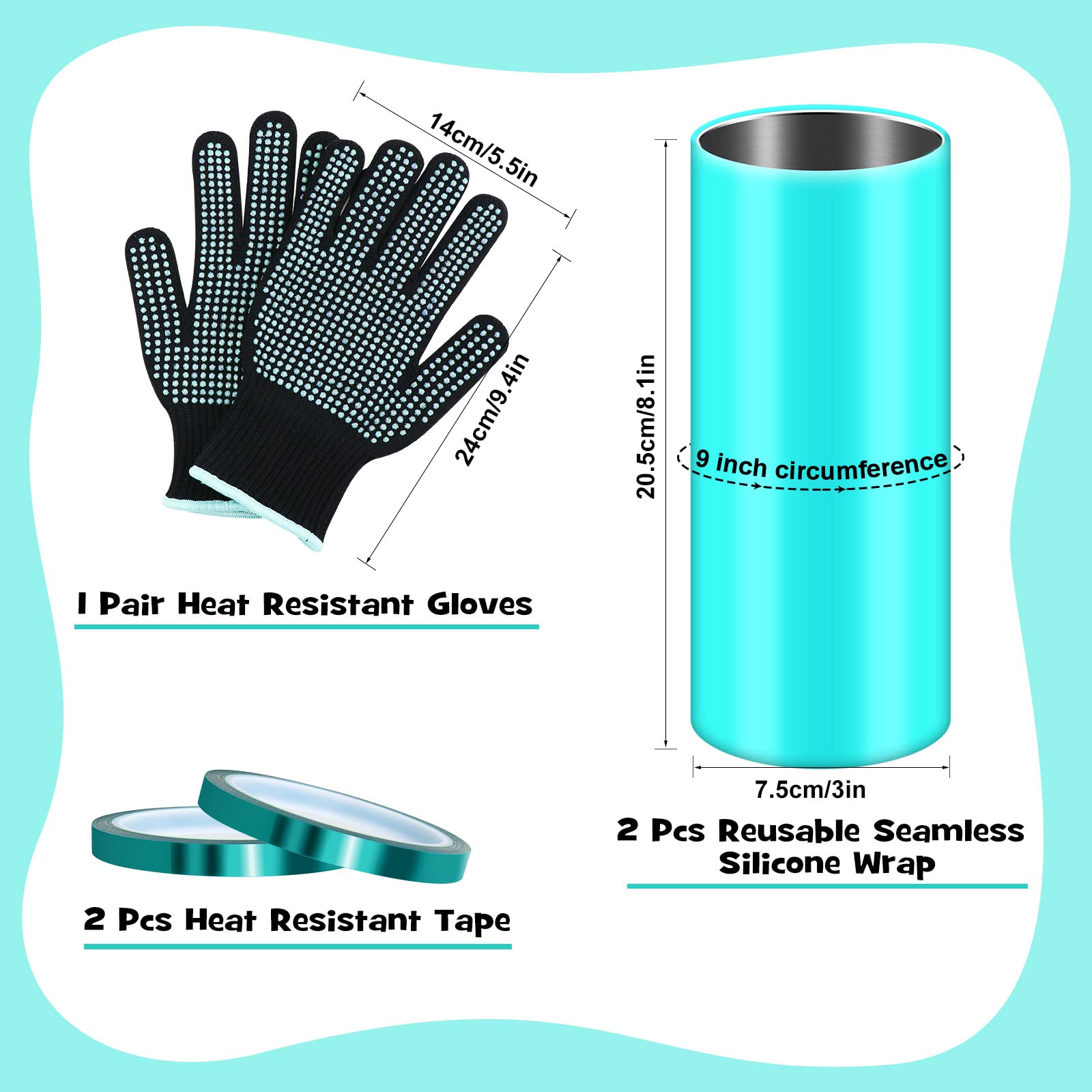 Hysagtek 2 x Sublimation Silicone Wraps for Tumblers 20oz Seamless Sublimation, Silicone Tumbler Wraps, Silicone Sleeves for Sublimation, with Gloves, Heat Tape for Sublimation Tumbler Heat P - WoodArtSupply