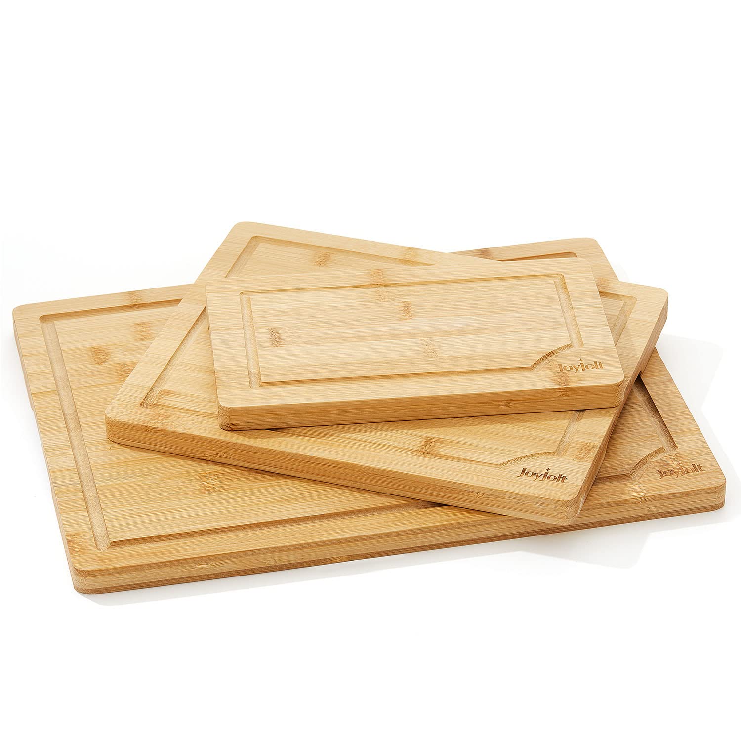 JoyJolt 3 Piece Bamboo Kitchen Cutting Board Set - Thumbnail 2