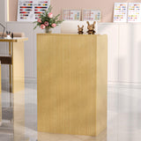 OmySalon Reception Desk with Counter, Small Front Desk w/Lockable Drawer, Wooden Modern Reception Table for Salon Lobby Office Home (Original Wood, 24) OmySalon